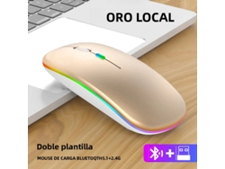 (oro) Ratón Inalámbrico Bluetooth Rgb Recargable, Adecuado Para Portátiles Y Computadoras De Escritorio, Ergonómico.