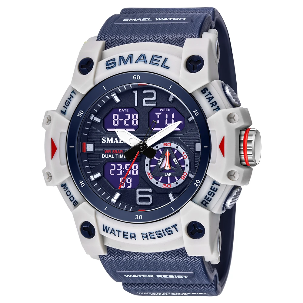 Reloj electrónico para hombre para actividades al aire libre, con doble pantalla, impermeable y luminoso, transparente.