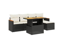 Maison Exclusive - Set De Sofás De Jardín 6 Piezas Y Cojines Ratán Sintético Negro