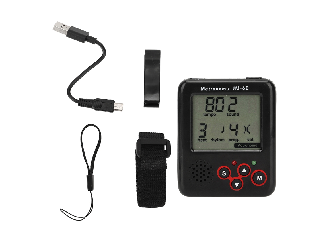 Metrônomo Digital Lcd Mini Clip Usb Carregável Para Piano Violino Guitarra Pequeno
