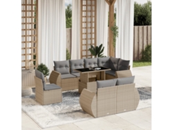 Conjunto de 9 sofás de jardín con cojines de mimbre beige de Dkd Home Decor