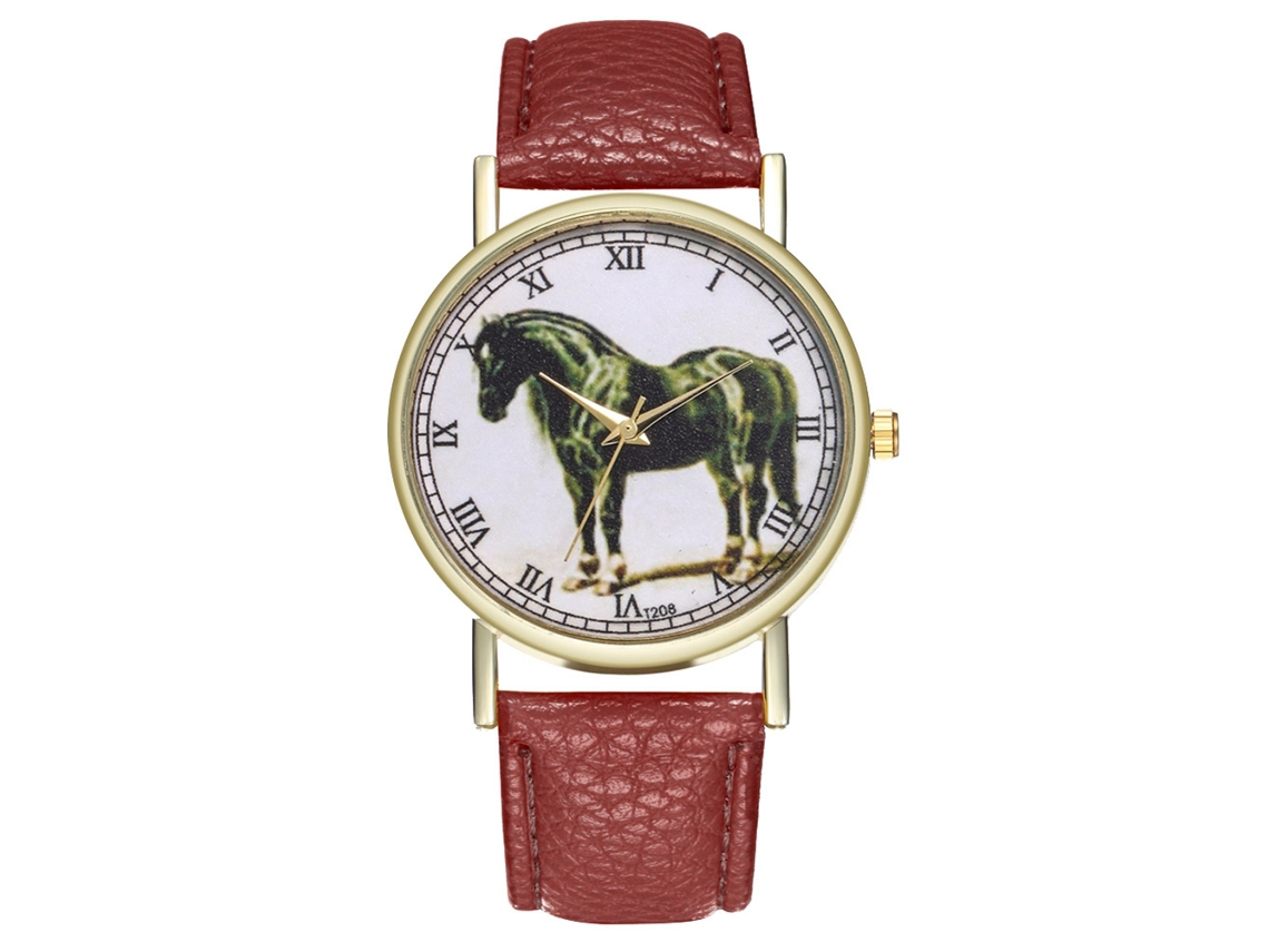 Reloj De Pulsera Unisex Informal De Cuarzo Con Estampado De Caballo Negro (marrón)
