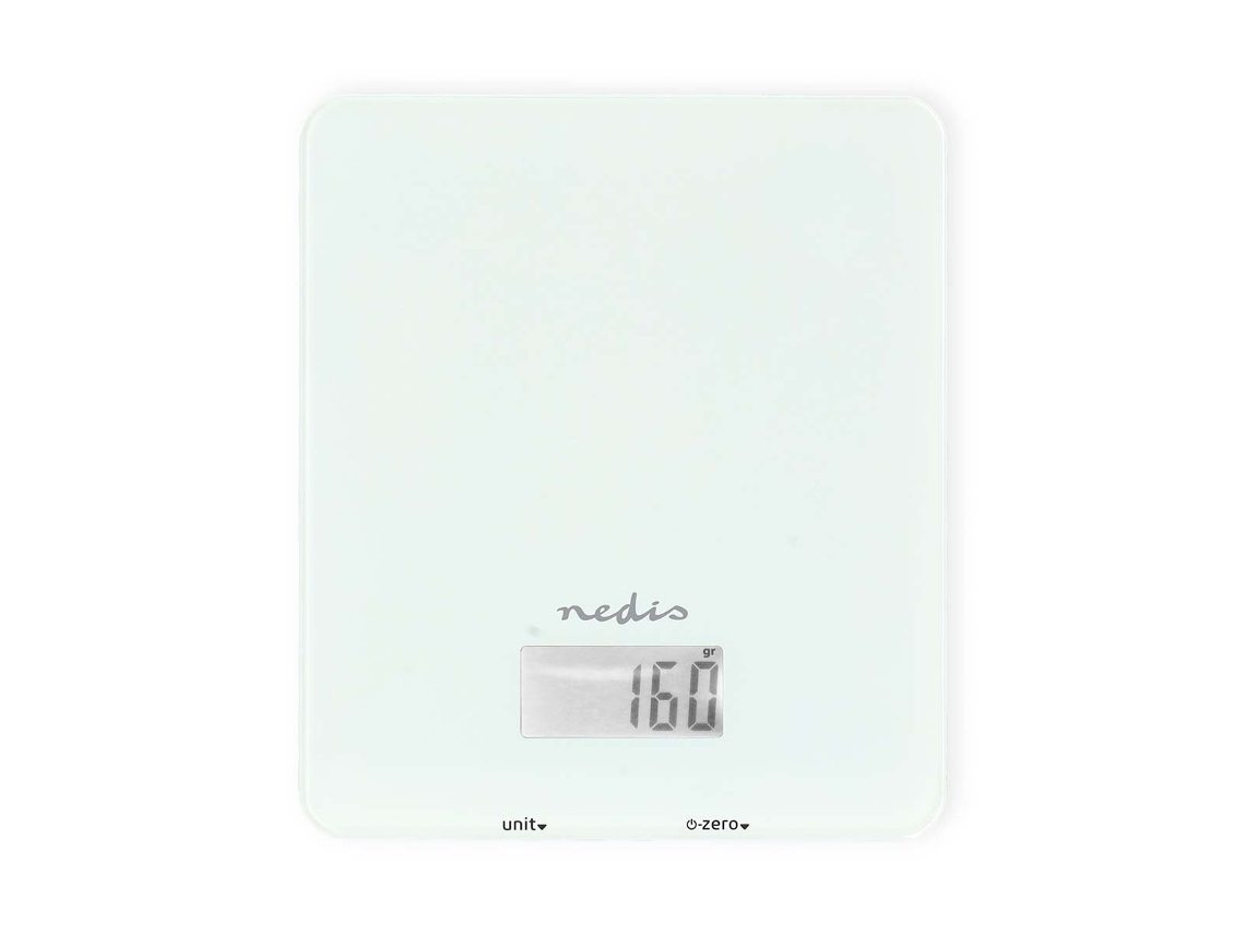 Báscula de cocina Smartlife con Bluetooth y pantalla retroiluminada, 5 kg, color blanco, Nedis
