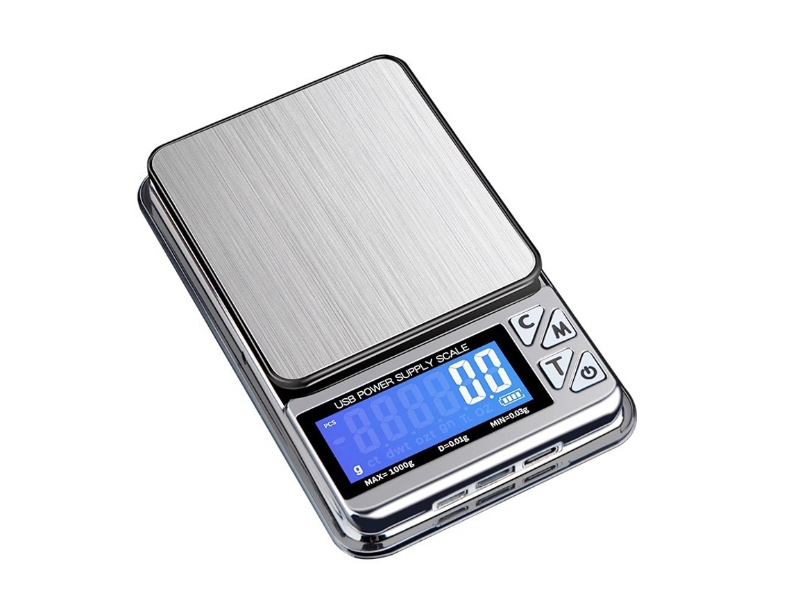 Báscula digital de bolsillo de alta precisión, recargable, 100 g/0,01 g, ideal para joyas de oro, té y cuchara.