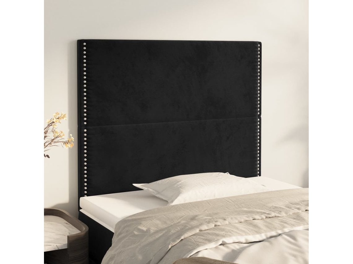 Cabeceros 2 Unidades De Terciopelo Negro 80x5x78/88 Cm