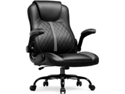 Silla gaming Gtplayer con reposabrazos plegables, función de balanceo, respaldo alto y soporte lumbar ergonómico, piel, gris