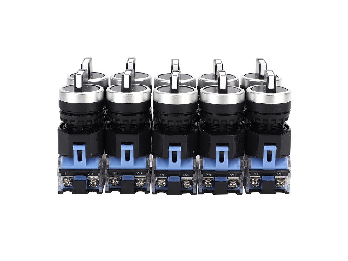 Veloriskku - Conjunto de 10 peças de interruptor seletor rotativo com reinicialização automática, 22 mm, 2 posições, momentâneo, Bem38-11x/22