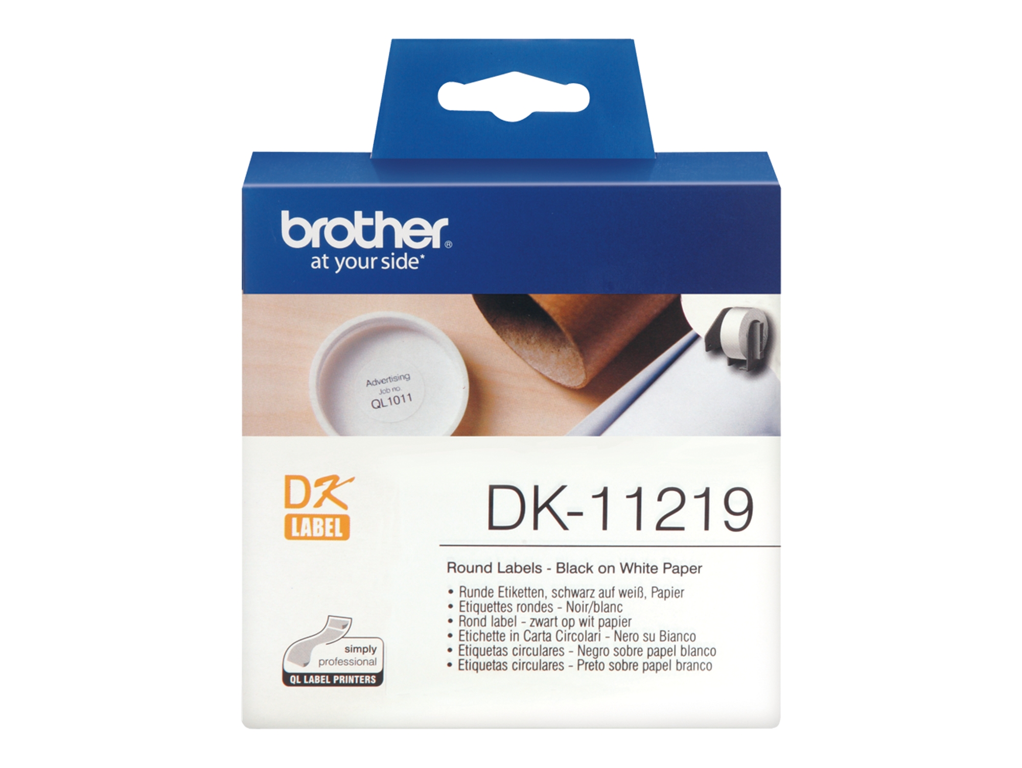 Consumible Original Brother DK11219 Etiquetas precortadas circulares (papel térmico)