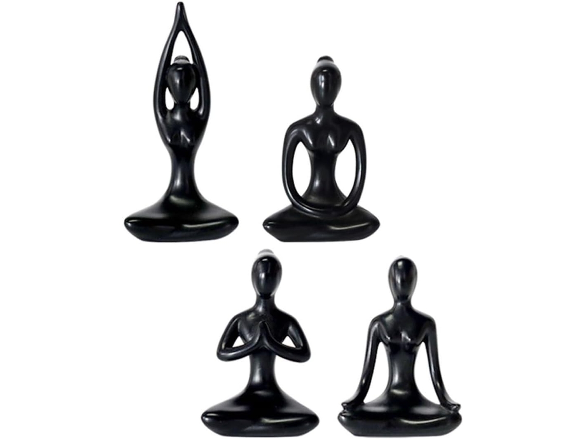 Juego 4 Estatuas Resina Ligeras Resistentes Elegantes Figuras Decorativas Abstractas Oficinas Cafeterías
