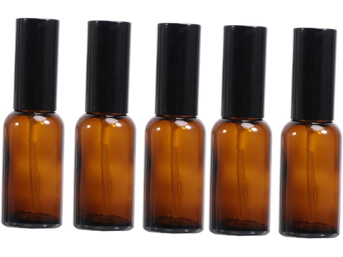 Juego De 5 Botellas De Vidrio Vacías Para Aceites Esenciales Y Lociones, Reutilizables Y Con Tapa.