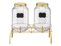 Dispensador de bebidas de vidrio Succebuy de 8 litros con soporte metálico para eventos