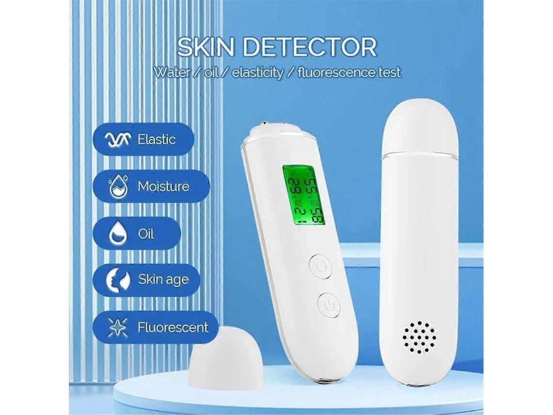 Medidor Inteligente De Humedad Y Grasa De La Piel Con Pantalla Lcd Y Detector De Agentes Fluorescentes Blanco