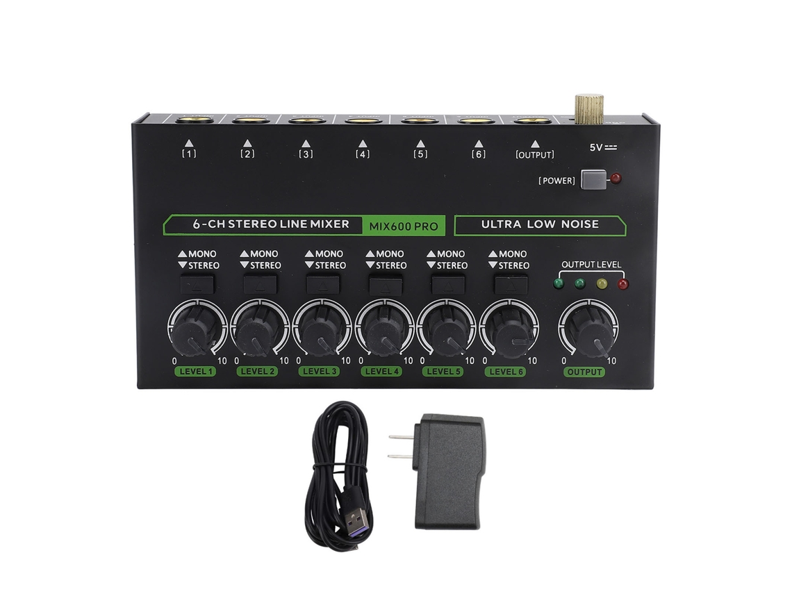 Mezclador Estéreo De Estudio Profesional De 6 Canales Con Bajo Nivel De Ruido E Iluminación Rgb, Enchufe Estadounidense 100-240 V.