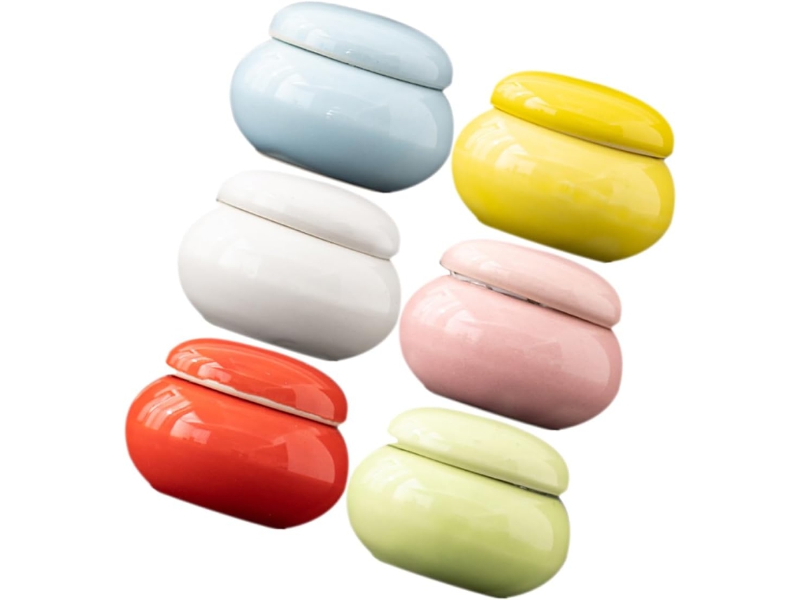 Lot De 6 Pots En Céramique Miniatures Multifonctions, De Crème Compactos