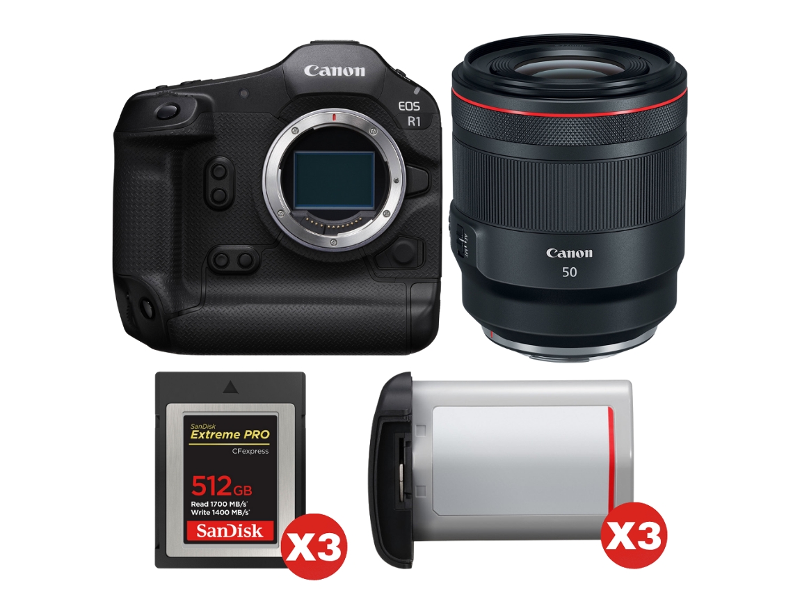 Canon Eos R1 + Rf 50mm F/1.2 L Usm + 3 Sandisk 512gb Extreme Pro Cfexpress Type B + 3 Canon Lp-e19 + Ebook “20 Consejos Para Fotos Que Impactan”