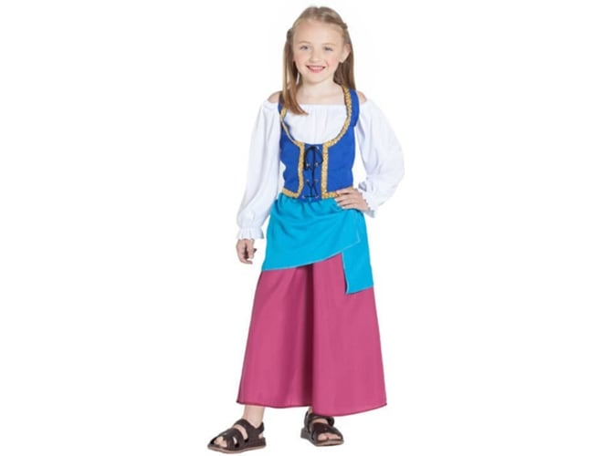 Disfraz de Niña DISFRAZZES Campesina Medieval Azul Y Morado (Talla: 10 a 12 años)