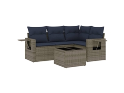 Maison Exclusive - Conjunto De Sofá De Jardín De 5 Piezas Con Cojines, Poliratán Gris