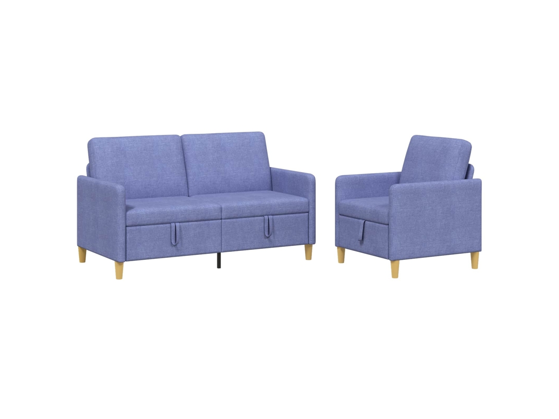 Juego De Sofás Con Almacenamiento 2 Pcs Azul Jeans Poliéster