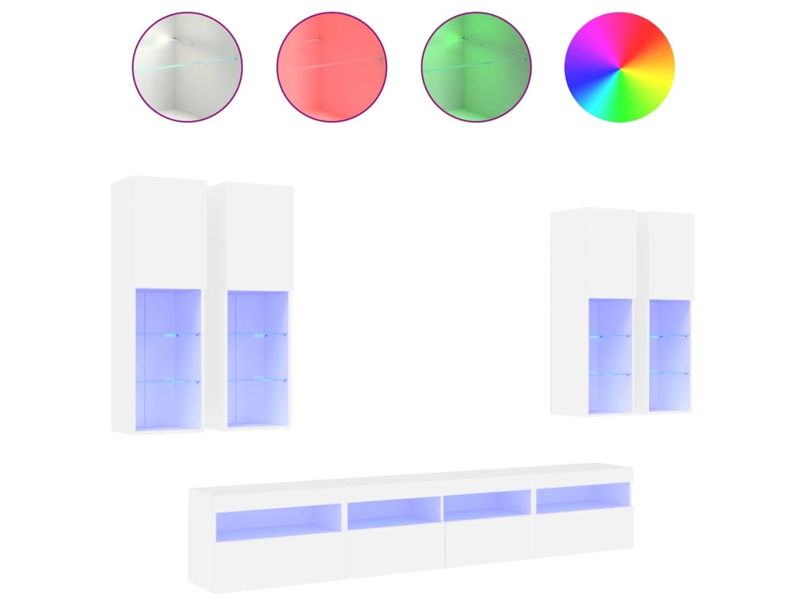 Maison Exclusive - Muebles De Tv De Pared Con Luces Led 7 Piezas Blanco