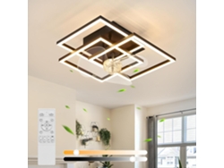Zmh Ventilador De Techo Led Negro Moderno Y Silencioso Con Luz Control Remoto Brillo Ajustable Y Temporizador Para Sala De Estar O Cocina