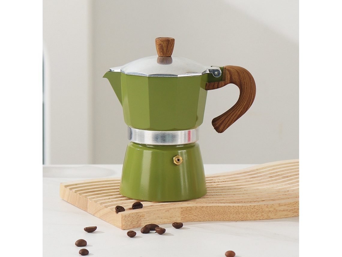 Cafetera italiana de aluminio con válvula única de 150 ml, color verde Chrui