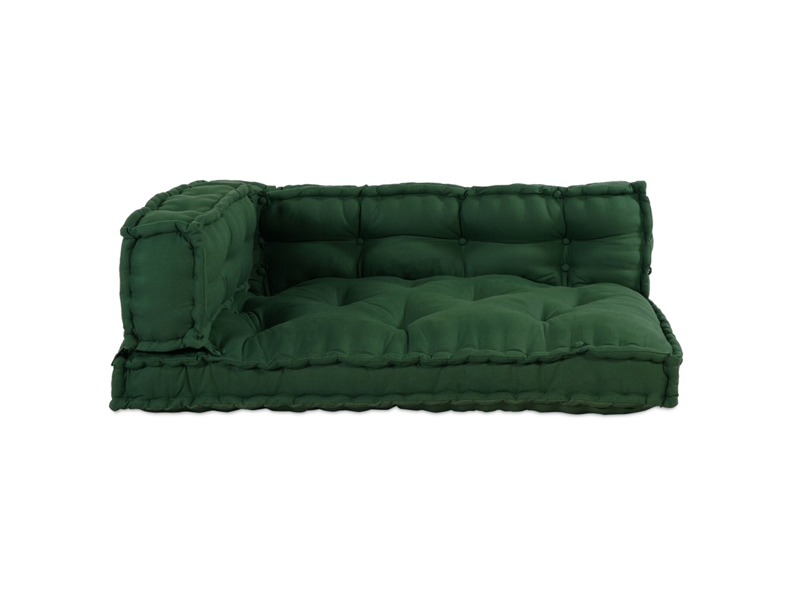 Cojín de sofá de palets de tela verde con reposabrazos y respaldo de Lovely Home