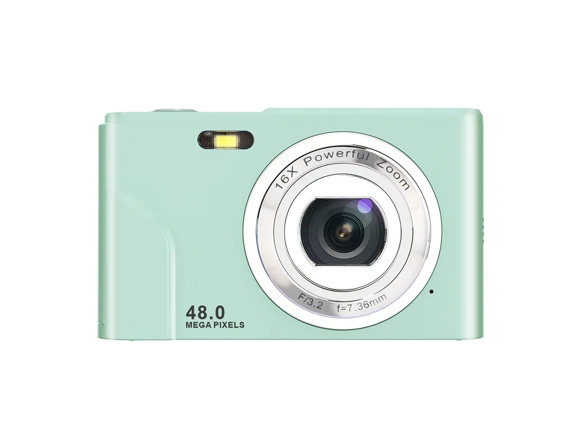 Cámara digital de 48 MP con zoom de 16x, 1080P, pantalla IPS de 2,4, 32 GB, ideal para viajes, ceremonia de graduación (verde) CHRONUS