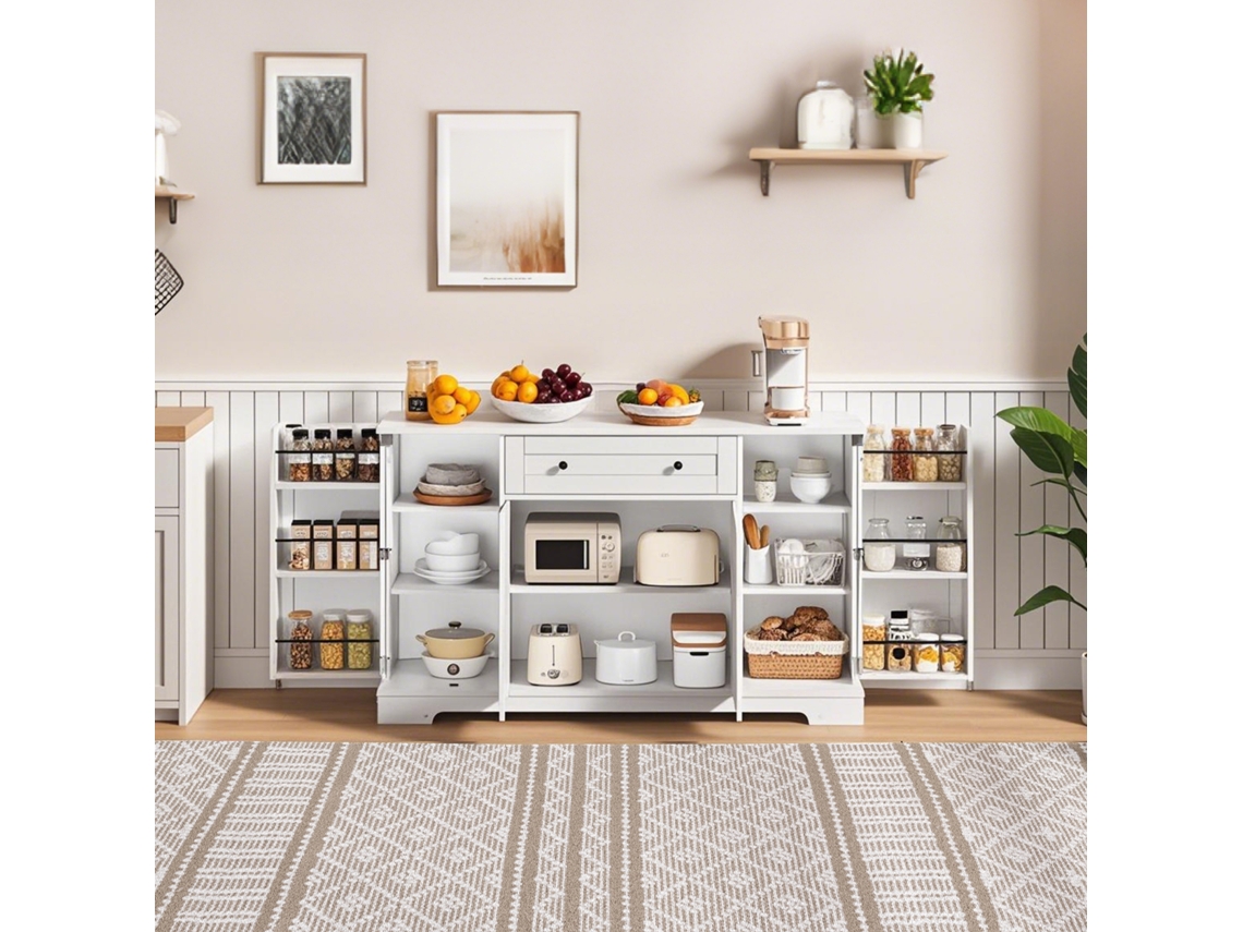 Aparador de cocina multifuncional con puertas y estantes ajustables, diseño moderno, antivuelco, ideal para la cocina y el salón.