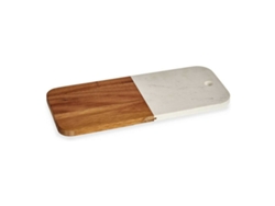 Tabla De Cortar Marrón Blanco Madera De Acacia Mármol (18 X 1,5 X 38 Cm)