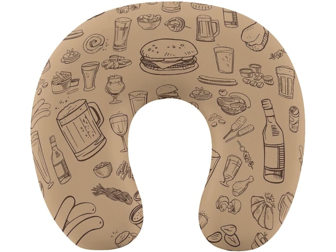 Almohada Viaje Cerveza Aperitivos, Espuma Viscoelástica Viscoelástica Fácil Relajación Cómodos