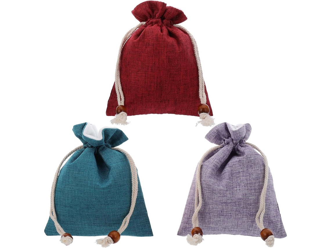 Bolsas De Almacenamiento De Joyas, Bolsitas De Lino Con Cordón