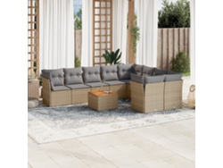 Conjunto de 10 sofás de jardín con cojines de mimbre beige de DKD Home Decor