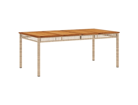 Mesa de jardín ratán sintético madera acacia beige VIDAXL (180x90x75 cm)