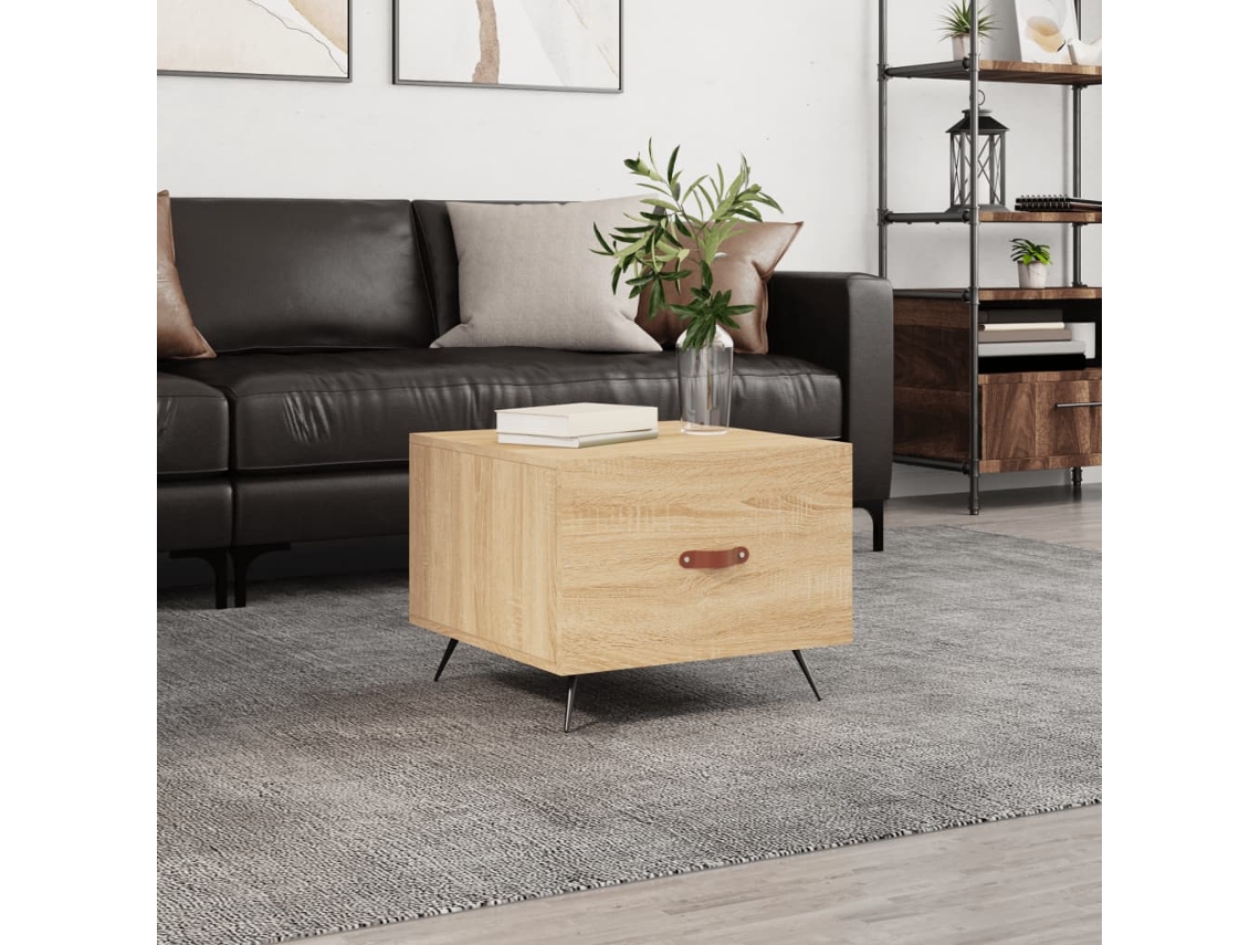 Mesa de centro de 40x40x55 cm, fabricada en madera de detritos, color gris Sonoma Harlanv1