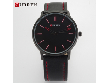 Relojes para hombre, relojes de pulsera de cuarzo para hombre, reloj analógico informal con correa de cuero para hombre, color negro y rojo LUUCOZK