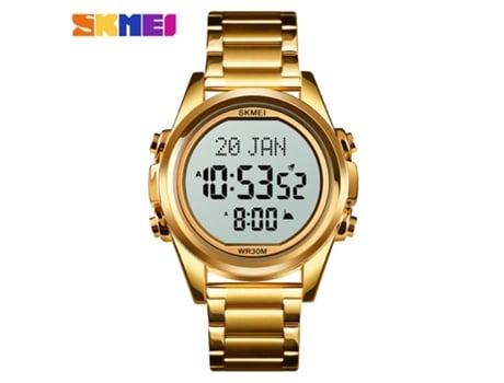 Reloj digital Relojes de pulsera digitales impermeables para hombres-Máquina blanca dorada LUUCOZK