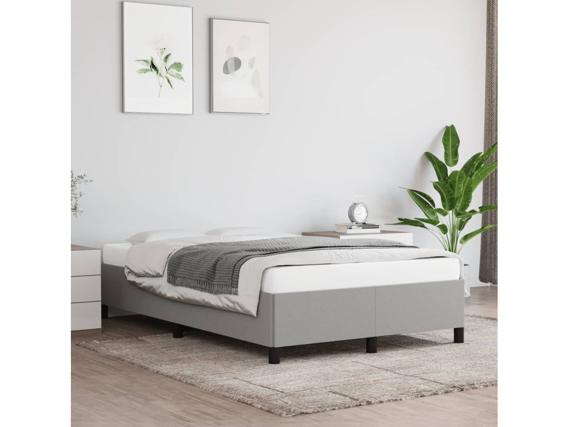 Estructura De Cama Sin Colchón Tela Gris Claro 120x190 Cm