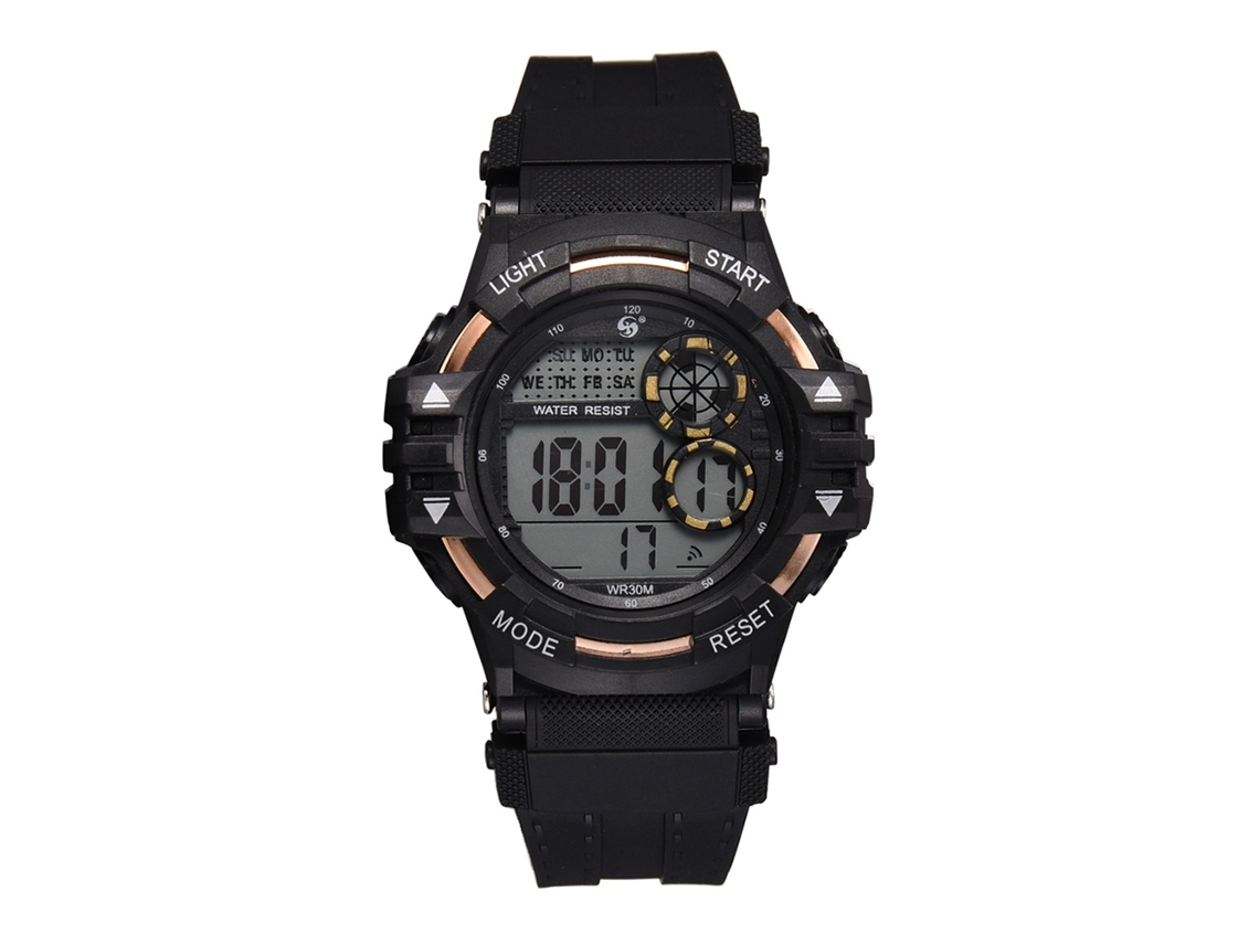 Reloj Deportivo Electrónico Para Hombre, Estilo Estudiantil, Resistente Al Agua, Correa De Caucho, Chapado En Oro.