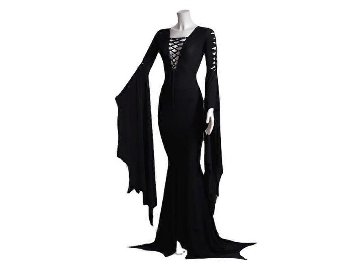 Traje De Cosplay Morticia Addams Para Mujer Vestido Gótico Punk Sexy Con Mangas Amplias Halloween Rojo L Rojo