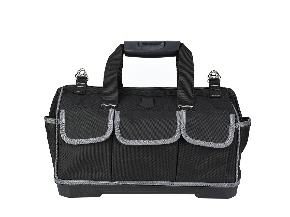 Bolsa De Herramientas Manual Gris Con Fondo De Plástico, 17 Pulgadas, Para Fontaneros Y Electricistas, 395x280x210 Mm