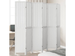 Biombo Separador De 6 Paneles Madera Maciza Paulownia Blanco
