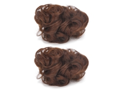 2 Piezas Chongo De Pelo Sintético Para Mujer Color Marrón Claro Con Estilo Desordenado