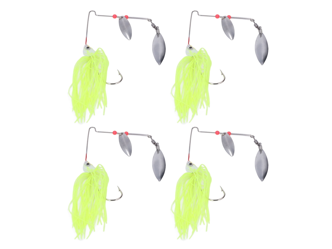 4 Señuelos De Pesca Giratorios Con Lentejuelas Y Aletas, De Aleación De Aluminio, Para Pesca En Alta Mar - Verde