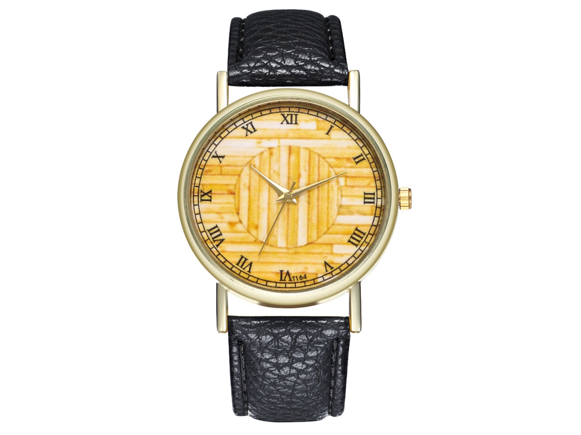Elegante Reloj De Pulsera Analógico Con Esfera Redonda Y Movimiento De Cuarzo Negro.