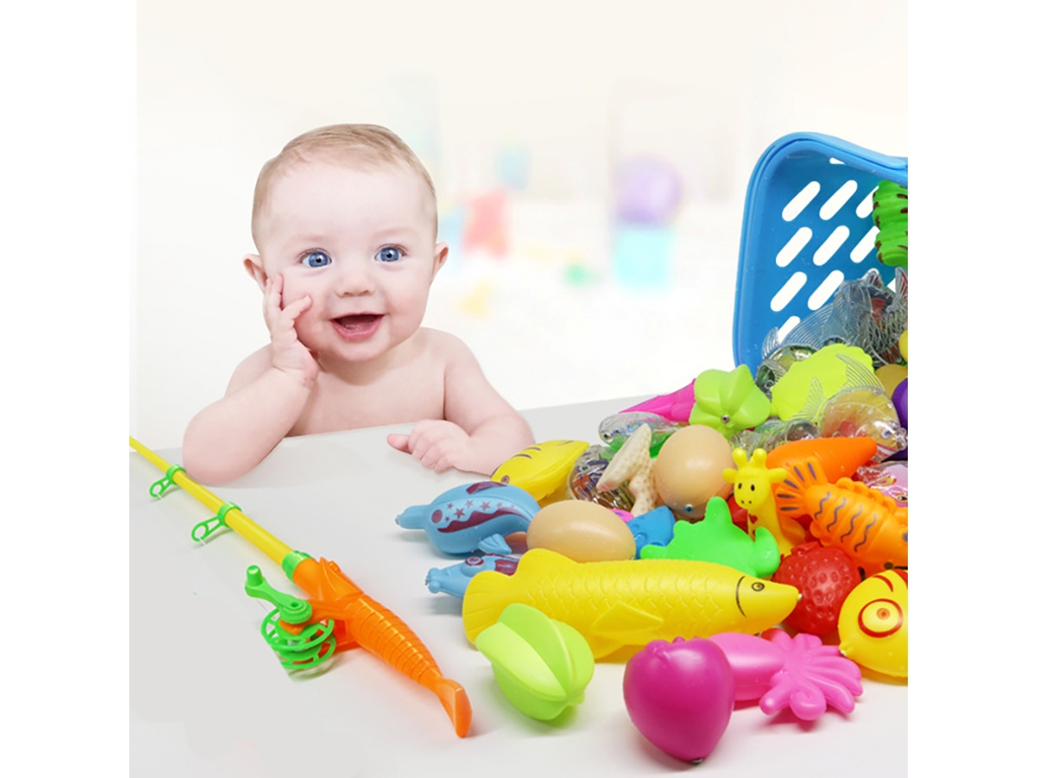 Juguete Magnético De Pesca Para El Baño Con Pez Y Red Para Bebés Mayores De 18 Meses.