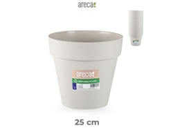 ARECA Eco - Maceta Redonda Decorativa 25 cm Clásica Beige Jaspeado