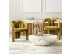 Silla de comedor de 2 piezas, diseño moderno, tapizada decorativa, color verde oliva