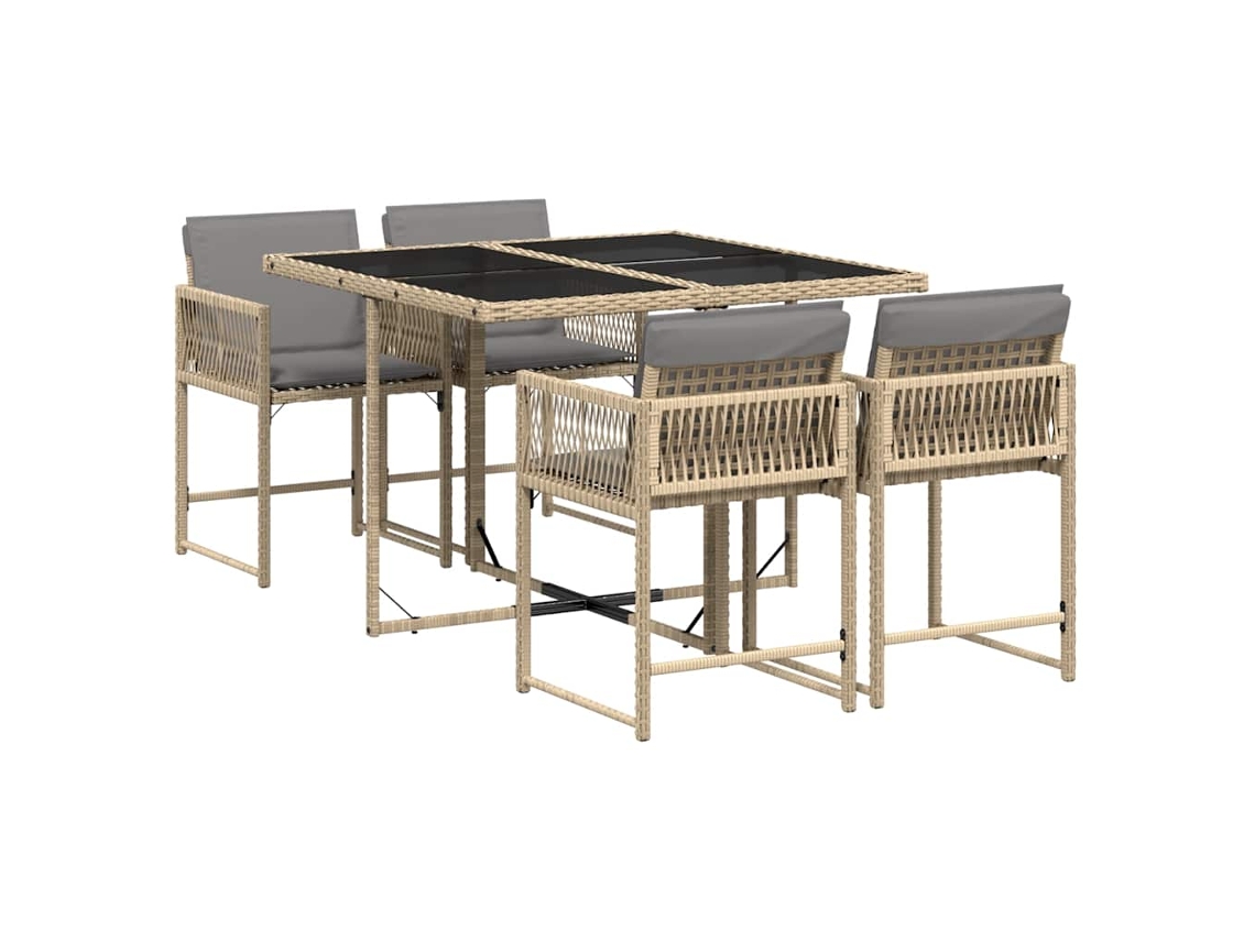Maison Exclusive - Set Comedor De Jardín 5 Pzas Con Cojines Ratán Sintético Beige
