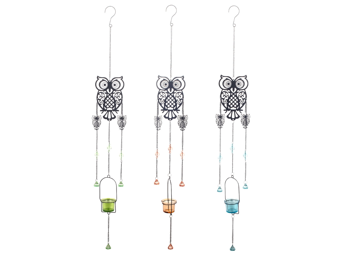 ORIGEN Home Decor - Colgante Búho Pack 3 Unidades Decoracion Colgantes Metal Negro - 95x6x12 cm