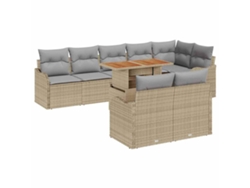 Maison Exclusive - Conjunto de sofás de jardín manuales de 9 piezas, beige y gris claro